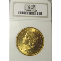 1904 MS 62 NGC $ 20 Gold Liberty
