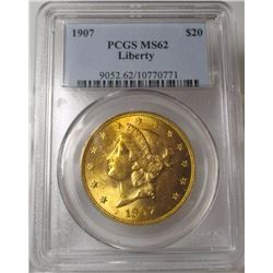 1907 MS 62 PCGS $ 20 Gold Saint Gauden's