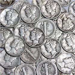 Lot of (100) Mercury Dimes - 90% Silver