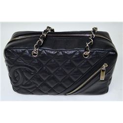 authentic designer channel black quilted leather purse