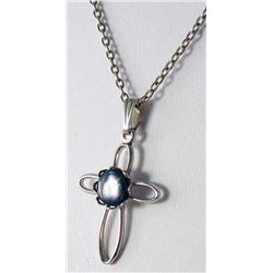 Silver tone cross pendant necklace