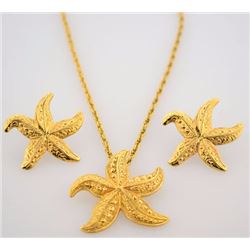 Starfish gold tone necklace set