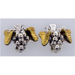 sterling silver heavy grapes earrings Vintage