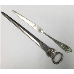 Vintage lot of signed mail knife opener silver plated