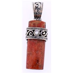 sterling silver brown chalcedony filigree pendant