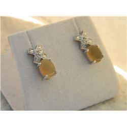 EARRINGS - NEW BROWN CHALCADONY & DIAMONDS EARRINGS - NEW BROWN CHALCADONY & DIAMOND IN STERLING SIL