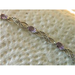 BRACELET - 3.6CT (8) RICH DEEP PURPLE AMETHYST & DIAMOND IN STAMPED 925 STERLING SILVER INFINITY LIN