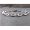 Image 2 : BRACELET - 3.6TCW MARGUISE FACETED BLUE TOPAZ & DIAOMND IN STERLING SILVER SETTING - INCLUDES CERTIF