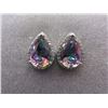 Image 2 : EARRINGS - NEW  PEAR FACETED MYSTIC TOPAZ IN STERLING SILVER SETTING - RETAIL ESTIMATE $300