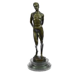 Nude Male bronze Statue on marble base