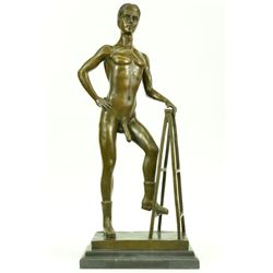 Nude Male bronze Statue on marble