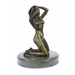 Beautiful nude girl Bronze Sculpture on marble base