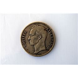 Venezuela 1935 five bolivares, 25 gram, 900 silver, 1,600,000 mintage