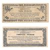 Image 2 : Two Philippines emergency war currency 1943, 10 and 20 peso notes