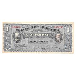 Mexico state of Chihuahua 1 peso paper money, June 1913