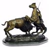 Image 5 : Buffalo Hunt Bronze Statue on marble base