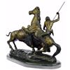 Image 7 : Buffalo Hunt Bronze Statue on marble base