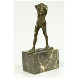 Nude Male Musee D'Orsay Erotic Sensual Walking Man Bronze Statue (10"X5")