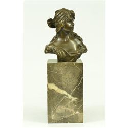 Female Bust Bronze Sculpture on marble base (9"X3")