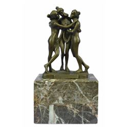 Hot Cast Three Graces Bronze Sculpture on marble base (8"X4")
