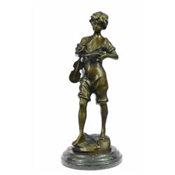 Art Deco Bronze Sculpture Boy and Violin (14"X6")