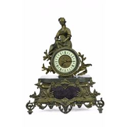 French Maiden Mantle Clock Bronze Sculpture Hot Cast Figurine (17"X14")
