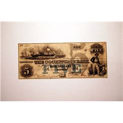 The cochituate bank five dollar bank note, 1853 Boston