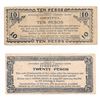 Image 2 : Two Philippines emergency war currency 1943, 10 and 20 peso notes