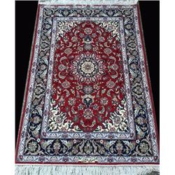 Lovely Signed Part Silk Persian Isfahan (65"X44")