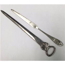 Vintage lot of signed mail knife opener silver plated