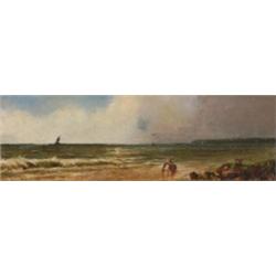 James Northcote (1822-1904), American, FISHERMAN ON AN EAST COAST SHORELINE, Oil on canvas; sig...