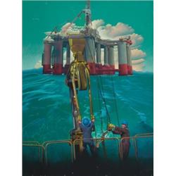 Wilson McLean (1937- ) , American, OIL AND GAS EXPLORATION, Oil on canvas; titled to label vers...