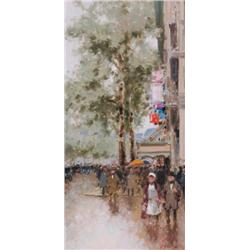Andre Gisson (1928- ), American, BUSY STREET SCENE,, Oil on canvas; signed lower right, 24"...