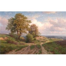 Paul Gottlieb Weber, (1823-1916), American/ German, SHEPHERD AND FLOCK IN AN EXTENSIVE LANDSC...