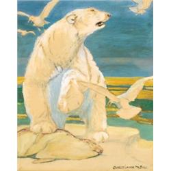 Charles Livingston Bull, (1874-1932), American, POLAR BEAR ON AN ICE FLOE, Watercolour, gouac...
