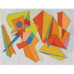 Rolph Scarlett (1891-1984), American, GEOMETRIC, Mixed-media with gouache on paper, 8.3" x 10...