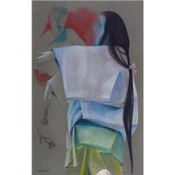 Morris Broderson (1928- ), American, THE VOICE OF THE CHILD, Colour pastel; signed and dated 63...