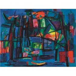 Abraham Rattner (1895-1978), American, EVENING LANDSCAPE,, Oil on canvas; signed lower right,...