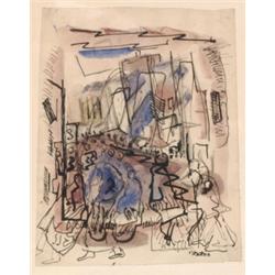 John Marin (1870-1953), American, NASSAU STREET , N.Y.C., Watercolour and pen and ink; signed l...