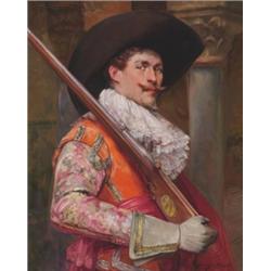 Alexis de Andreis, (19th/20th Century), Belgian, CAVALIER WITH HIS RIFLE, Oil on canvas; sign...
