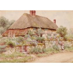 W** Carter, (19th/20th Century), British, WOMAN AND YOUNG GIRL OUTSIDE A THATCHED, COTTAGE,...