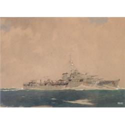 Fred Jay Girling, (20th Century), British, F.M.S. METEOR, Watercolour; signed lower right, ...