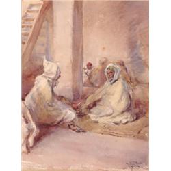 Winifred Russell Roberts (fl.1893-1907), British, ARABS IN A CELLAR; ARAB GATHERING IN A, COU...