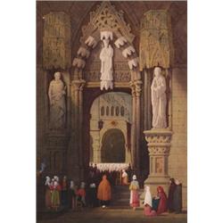 Samuel Prout (1783-1852), British, FIGURES AT A CATHEDRAL PORTAL; FIGURES PRAYING IN A CATHEDRA...