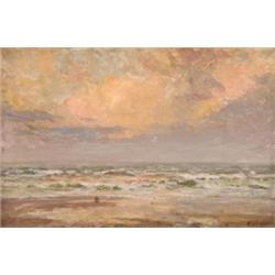 John Falconar Slater, (1857-1937), British, EVENING GLOW WHITBY COAST, Oil on canvas; signed...