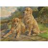 Image 1 : Charles Walter Simpson, (1885-1971), British, TWO GOLDEN RETRIEVERS IN A LANDSCAPE, Oil on...