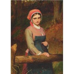 Charles Sillem Lidderdale (1831-1895), British, YOUNG BEAUTY BY A FENCE, Oil on canvas; signed...