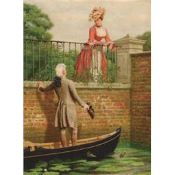 Attributed to Lord Frederick Leighton (1830-1896), British, THE RENDEZVOUS, Oil on canvas; sign...