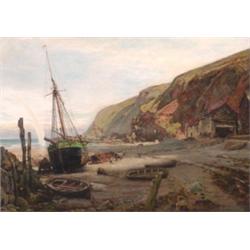 Albert Goodwin (1845-1932), British, ON THE COAST OF NORTH DEVON, Oil on board; signed and date...