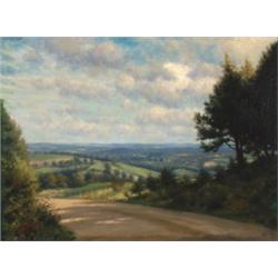 Walter Field (1837-1901), British, A GLIMPSE OF THE HILLS, SOUTH DOWNS, SUSSEX,, Oil on canva...